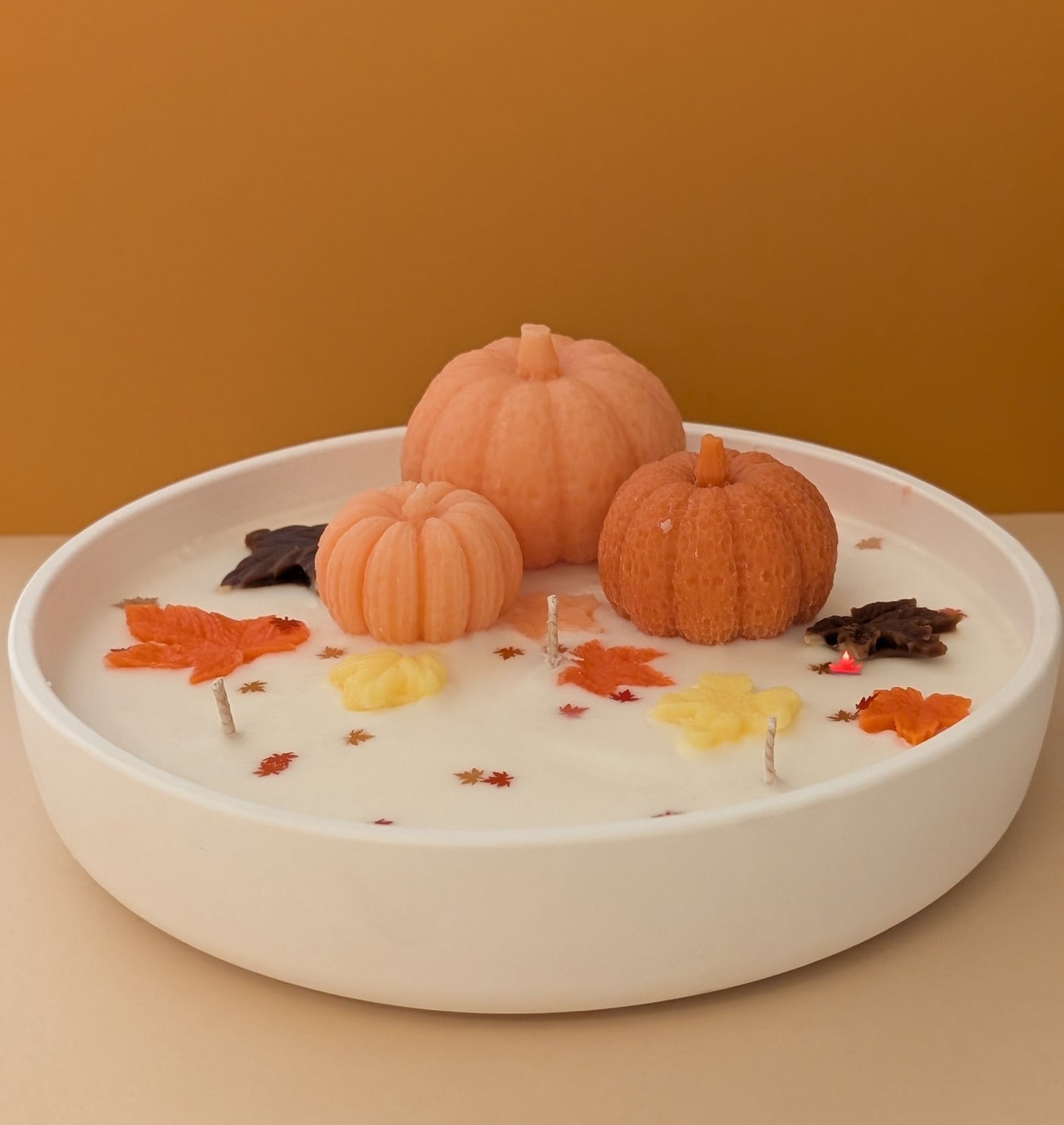 Falling Leaves Ceramic Soy Candle