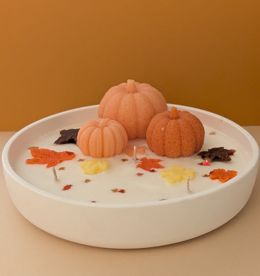 Falling Leaves Ceramic Soy Candle