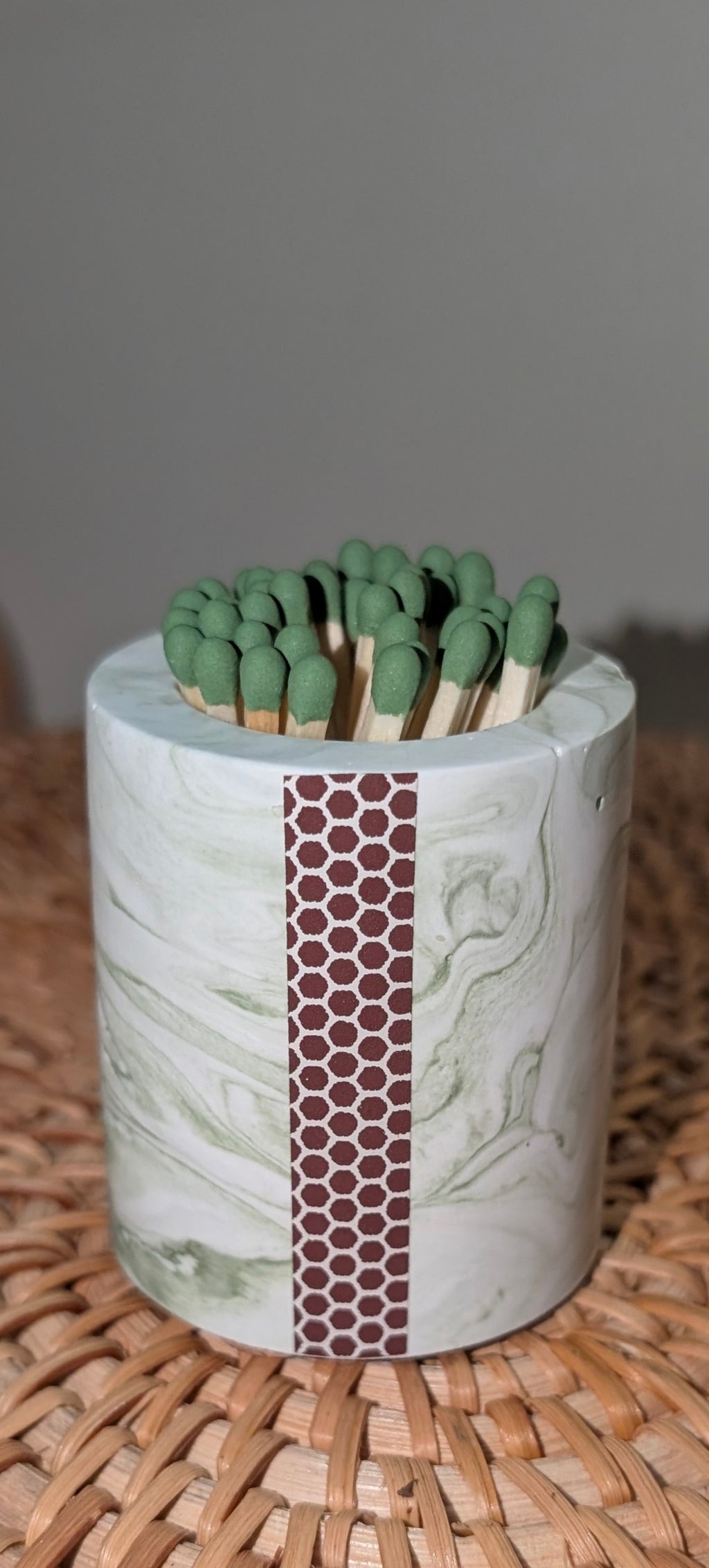 Match Holder & Matches Marble Green